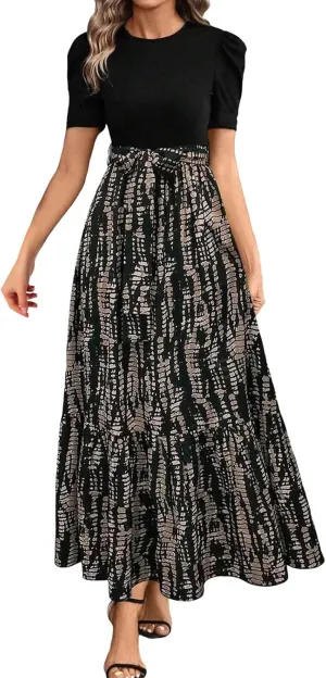Womens Fashion High Waisted Skirt Abstract Printed Trendy Evening Party Wears Office Relax Short Sleeve Casual Skirts