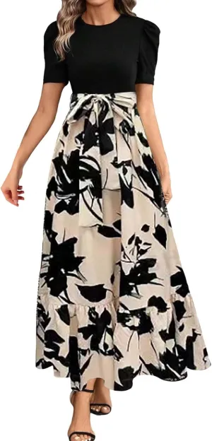 Womens Fashion High Waisted Skirt Abstract Printed Trendy Evening Party Wears Office Relax Short Sleeve Casual Skirts