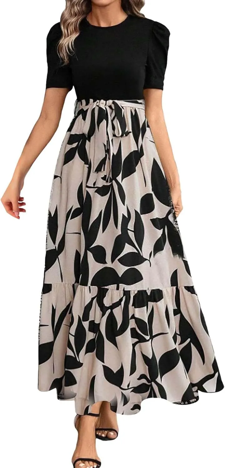 Womens Fashion High Waisted Skirt Abstract Printed Trendy Evening Party Wears Office Relax Short Sleeve Casual Skirts