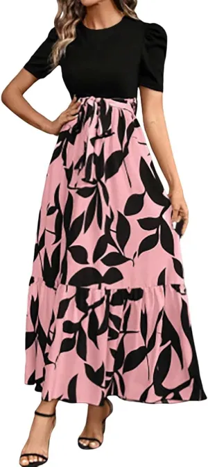Womens Fashion High Waisted Skirt Abstract Printed Trendy Evening Party Wears Office Relax Short Sleeve Casual Skirts