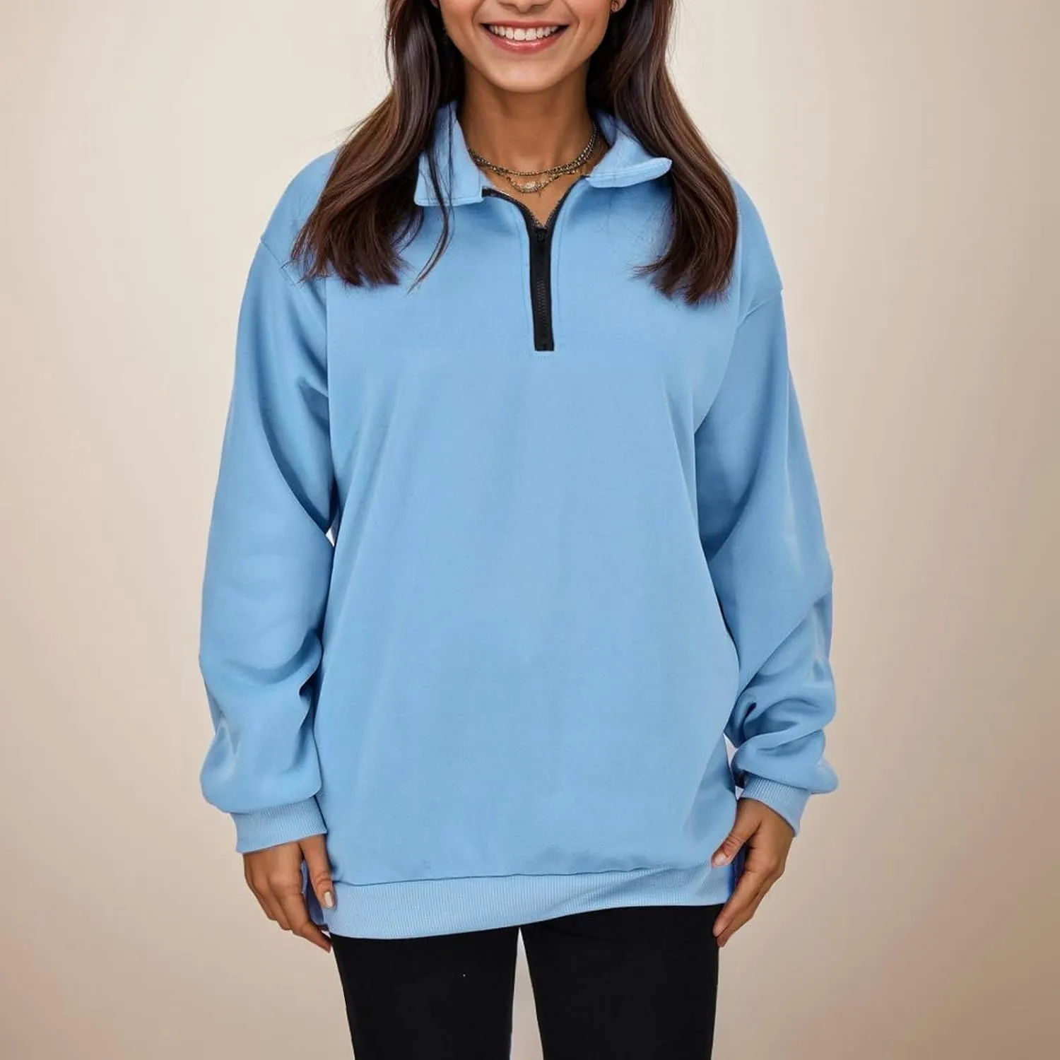 Womens Oversized Sweatshirts Half Zip Pullover Long Sleeve Fall Tops Fashion 2023 Y2k Quarter Zipper Shirt Blouse