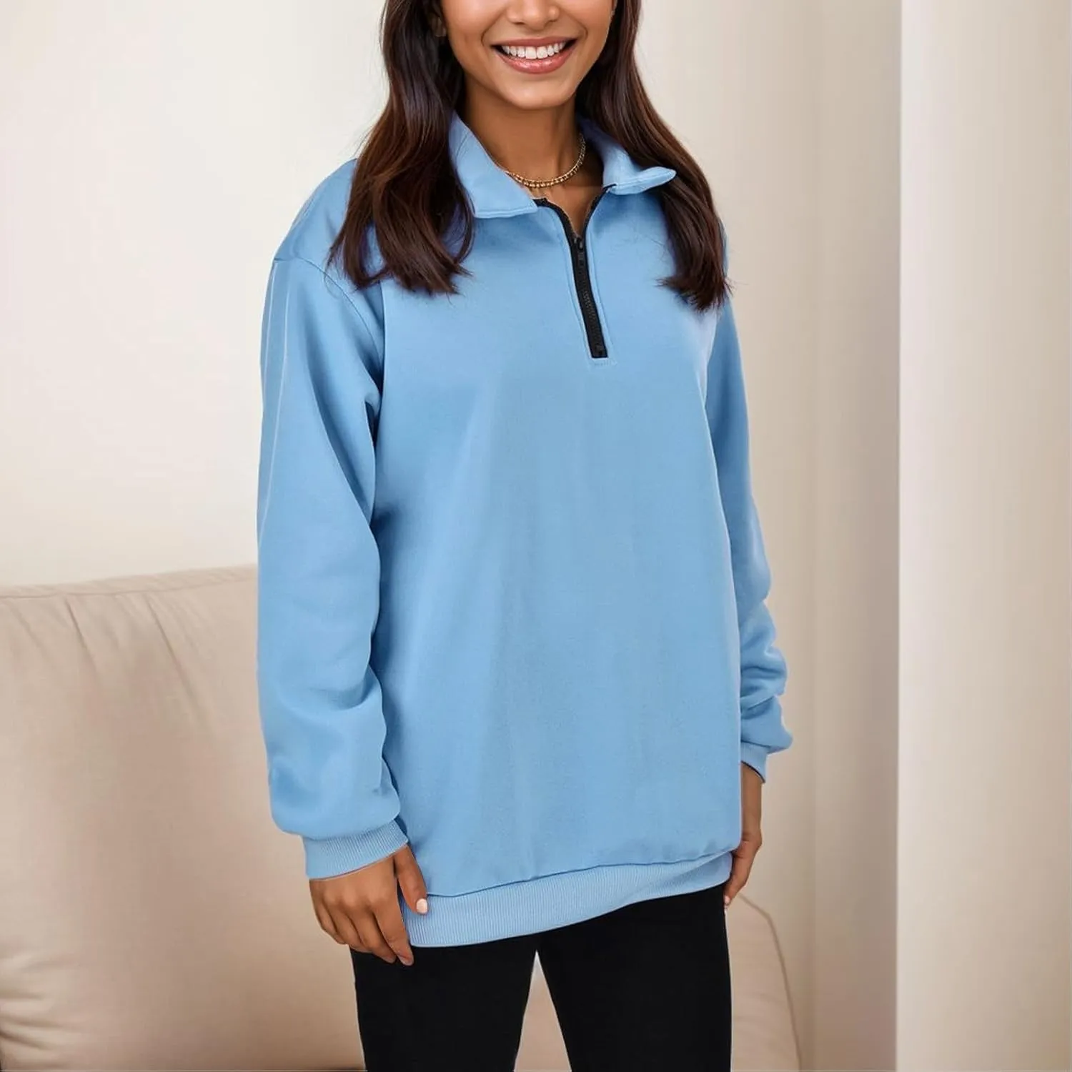 Womens Oversized Sweatshirts Half Zip Pullover Long Sleeve Fall Tops Fashion 2023 Y2k Quarter Zipper Shirt Blouse