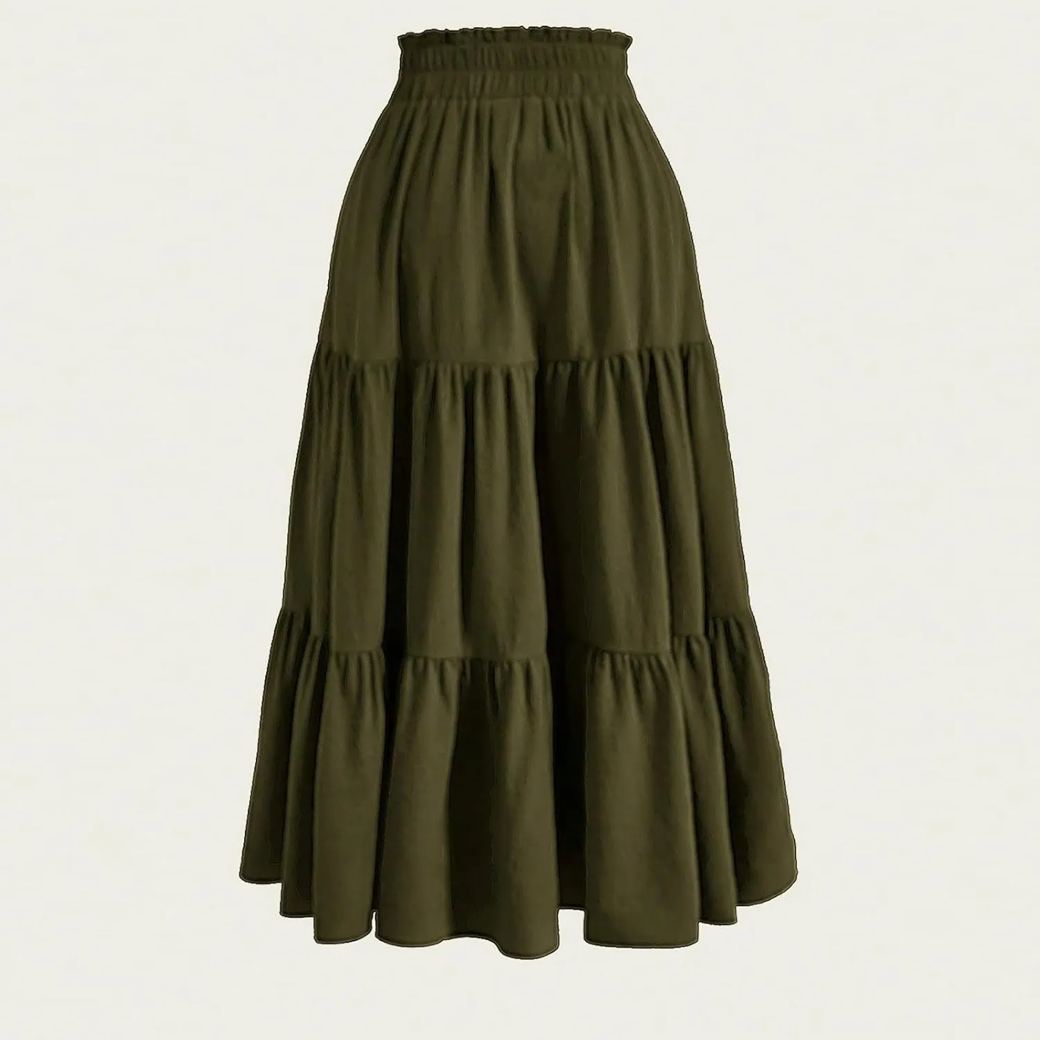 Women's Summer Bohemian Print A-Line Maxi Skirt Elastic Waist High Waist Beach Outfits Casual Tiered Long Skirt