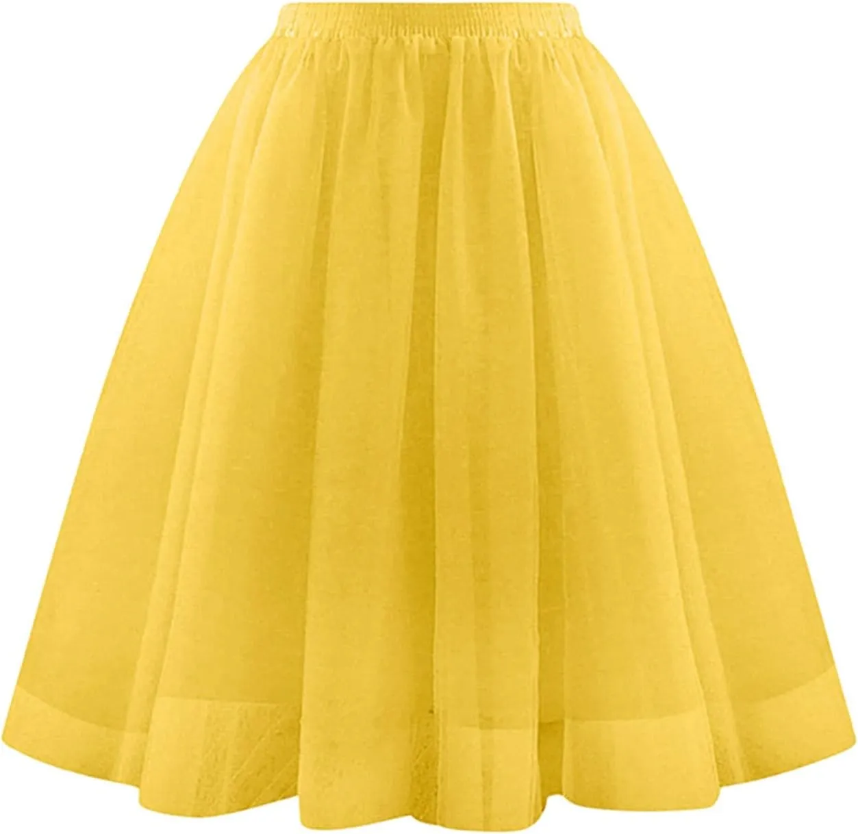 Women's Tulle Elastic Ruffle Petticoat Lightweight A-Line Underskirts for Cosplay Midi Skirt Elegant Party Tutu Skirt