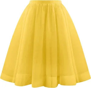 Women's Tulle Elastic Ruffle Petticoat Lightweight A-Line Underskirts for Cosplay Midi Skirt Elegant Party Tutu Skirt