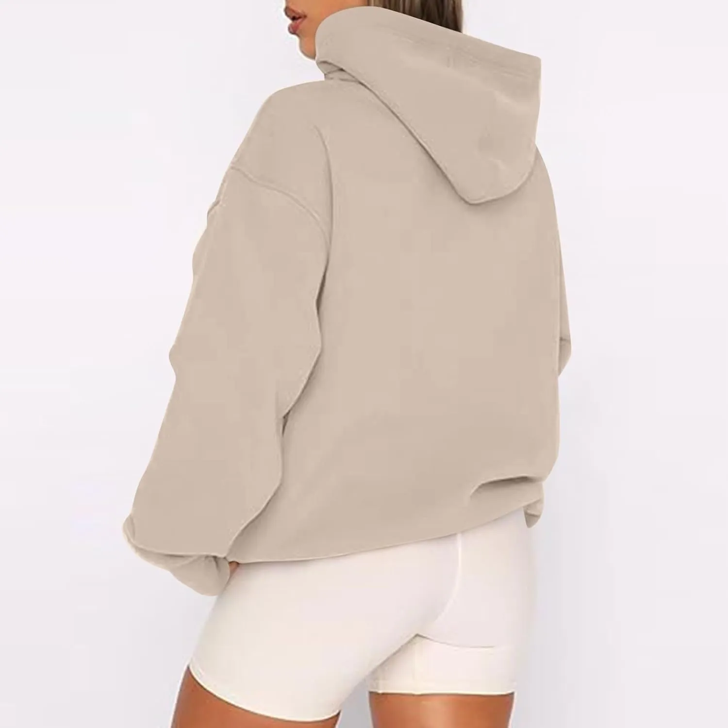 Womens Zip Up Hoodies Oversized Long Sleeve Fleece Jacket with Pockets Casual Comfy Loose Hooded Sweatshirt Outerwear