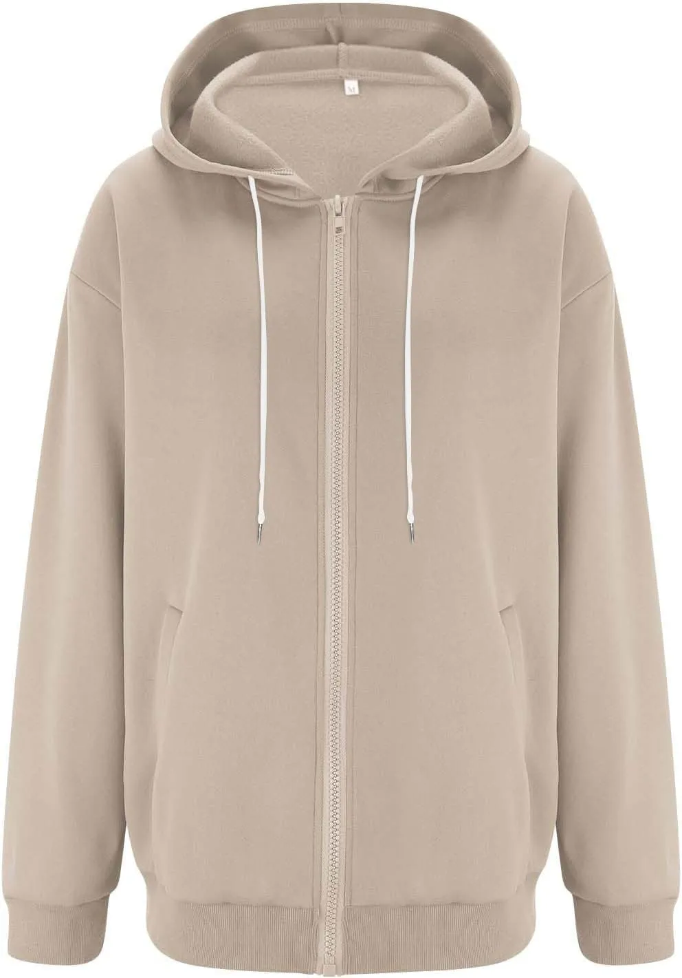 Womens Zip Up Hoodies Oversized Long Sleeve Fleece Jacket with Pockets Casual Comfy Loose Hooded Sweatshirt Outerwear
