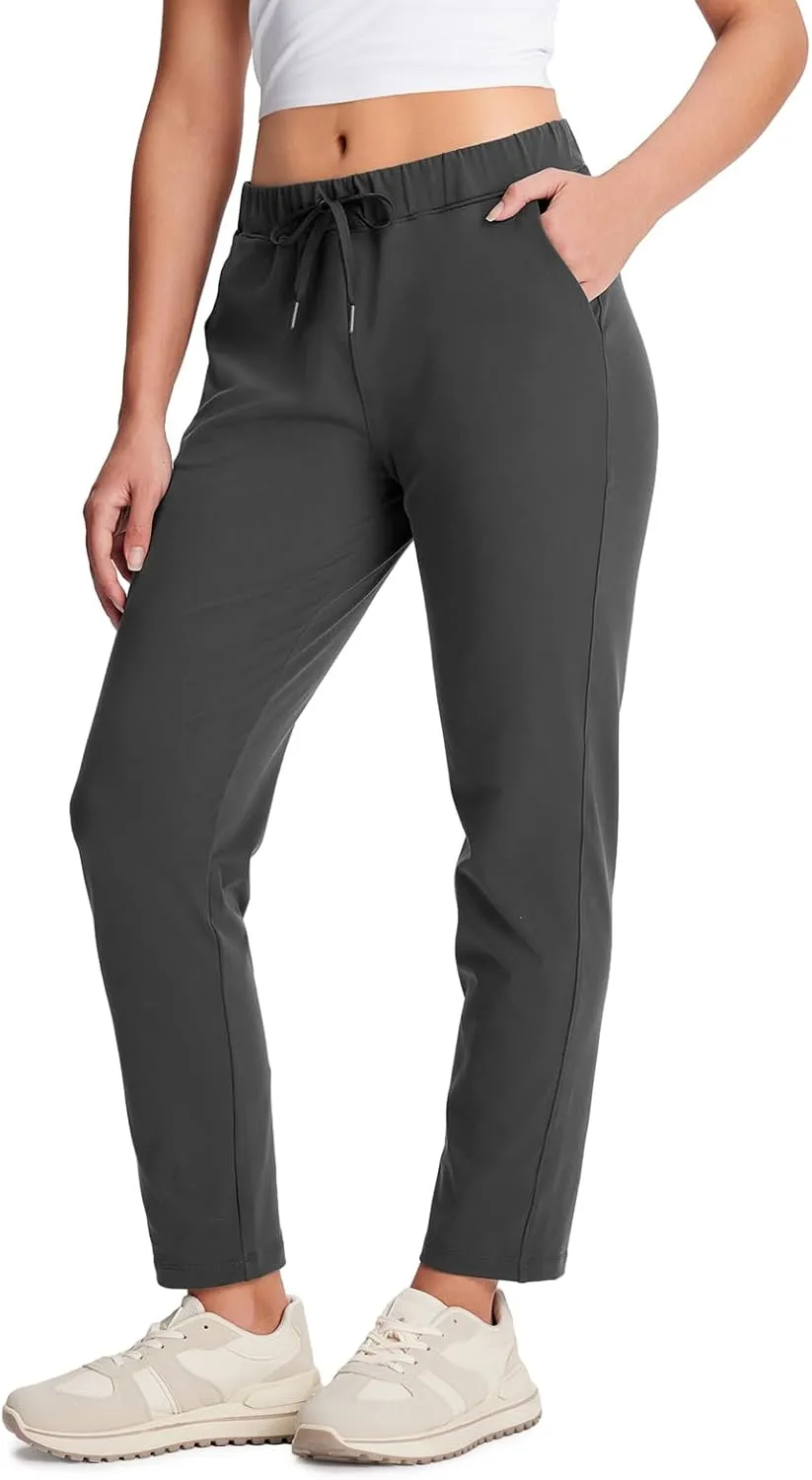 Yogipace Petite/Regular/Tall Women's 7/8 On The Fly Pants Drawstring Casual Lounge Joggers Travel Sweatpants