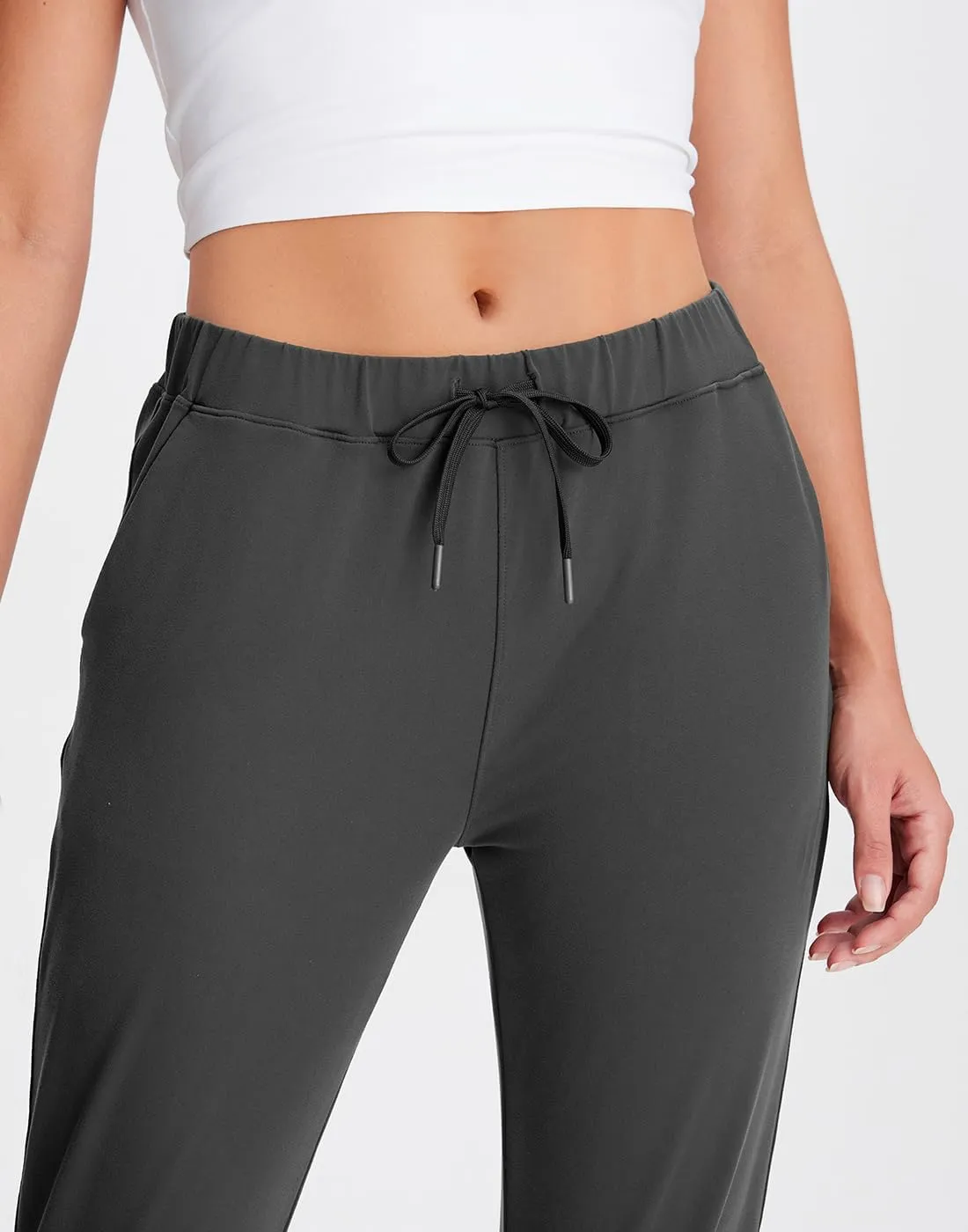 Yogipace Petite/Regular/Tall Women's 7/8 On The Fly Pants Drawstring Casual Lounge Joggers Travel Sweatpants